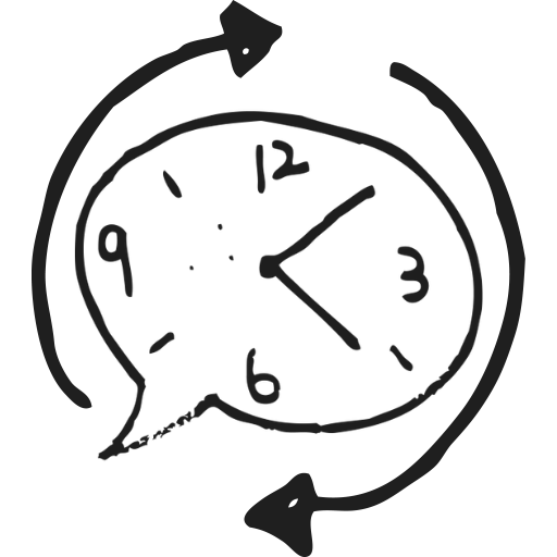 Icon of a clock speeding up to show losing time