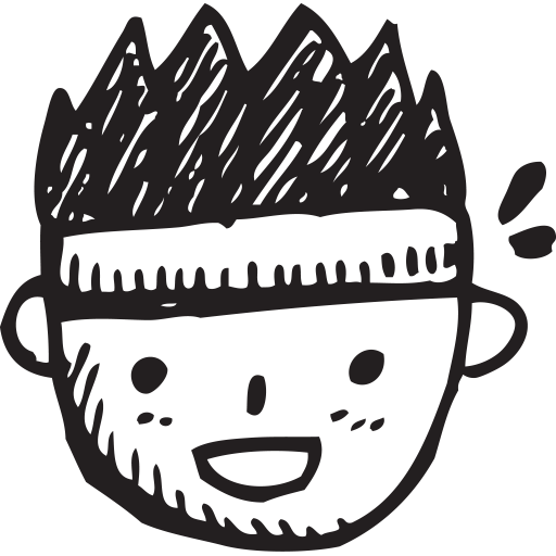 Icon of fit athlete with headband sweating